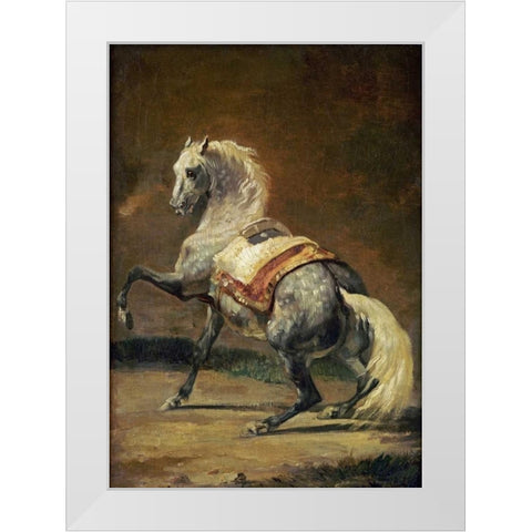 Dappled Grey Horse White Modern Wood Framed Art Print by Gericault, Theodore