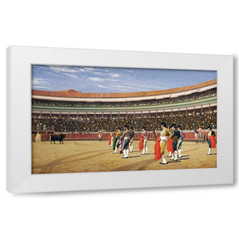 The Entry of The Bull White Modern Wood Framed Art Print by Gerome, Jean Leon