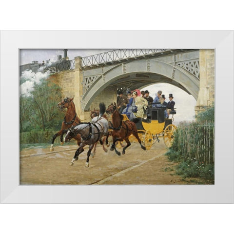 Startled By Steam White Modern Wood Framed Art Print by Goubie, Jean Richard