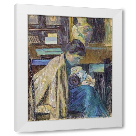 Madame Guillaumin White Modern Wood Framed Art Print by Guillaumin, Armand