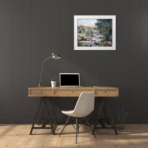 Pontgibaud Countryside White Modern Wood Framed Art Print by Guillaumin, Armand