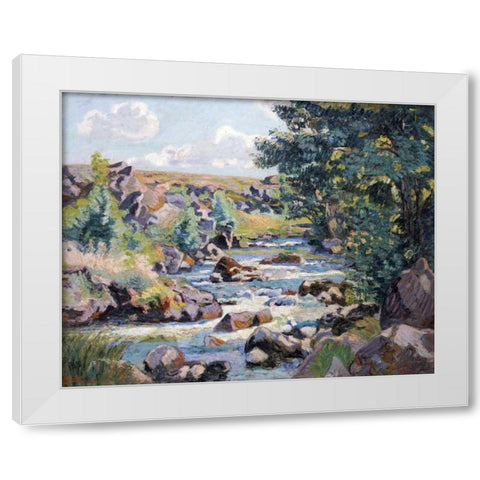 Pontgibaud Countryside White Modern Wood Framed Art Print by Guillaumin, Armand