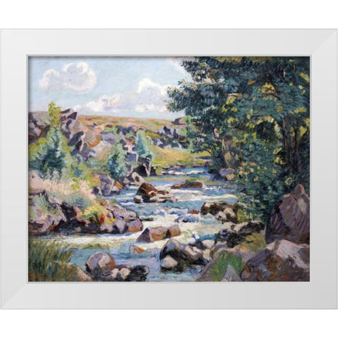 Pontgibaud Countryside White Modern Wood Framed Art Print by Guillaumin, Armand