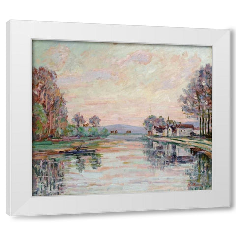 The Seine at Samois White Modern Wood Framed Art Print by Guillaumin, Armand