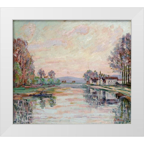 The Seine at Samois White Modern Wood Framed Art Print by Guillaumin, Armand
