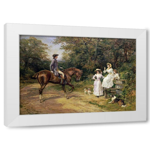 A Meeting By The Stile White Modern Wood Framed Art Print by Hardy, Heywood