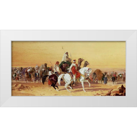 An Arab Caravan White Modern Wood Framed Art Print by Herring, John Frederick