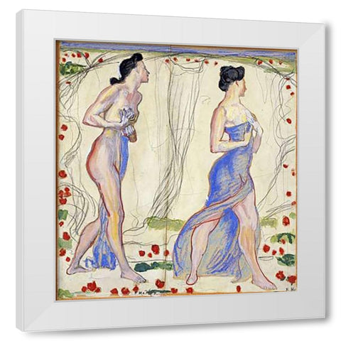 Die Cempfindung I: Study White Modern Wood Framed Art Print by Hodler, Ferdinand