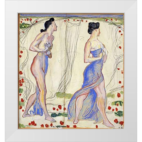 Die Cempfindung I: Study White Modern Wood Framed Art Print by Hodler, Ferdinand
