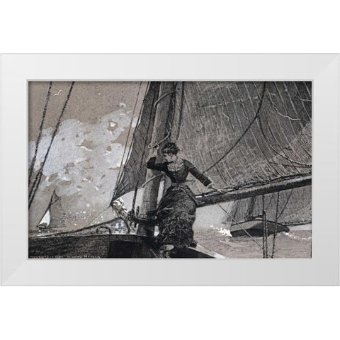 Yachting Girl White Modern Wood Framed Art Print by Homer, Winslow