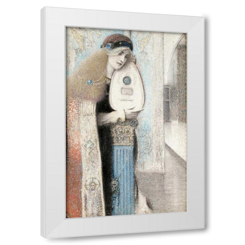 A Musician White Modern Wood Framed Art Print by Khnopff, Fernand