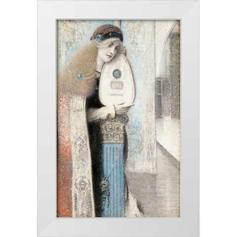 A Musician White Modern Wood Framed Art Print by Khnopff, Fernand