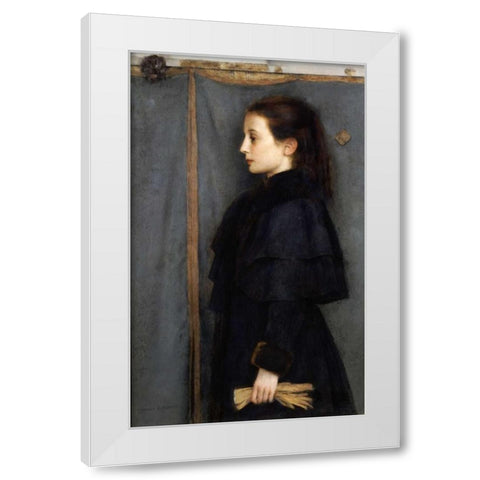Portrait of Jeanne De Bauer White Modern Wood Framed Art Print by Khnopff, Fernand