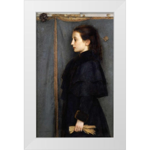Portrait of Jeanne De Bauer White Modern Wood Framed Art Print by Khnopff, Fernand