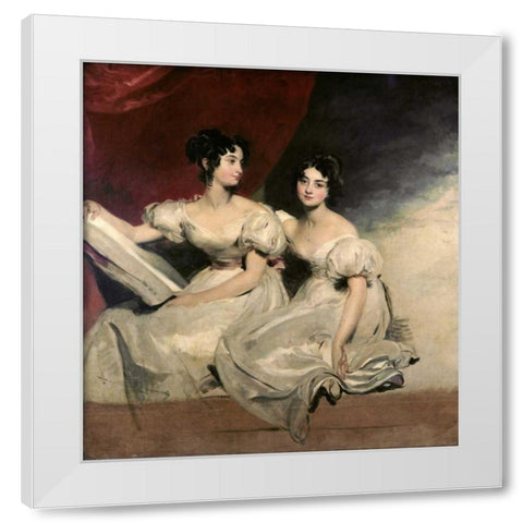 A Double Portrait of The Fullerton Sisters White Modern Wood Framed Art Print by Lawrence, Sir Thomas
