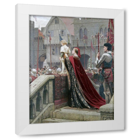 A Little Prince Likely In Time To Bless a Royal Throne White Modern Wood Framed Art Print by Leighton, Edmund Blair