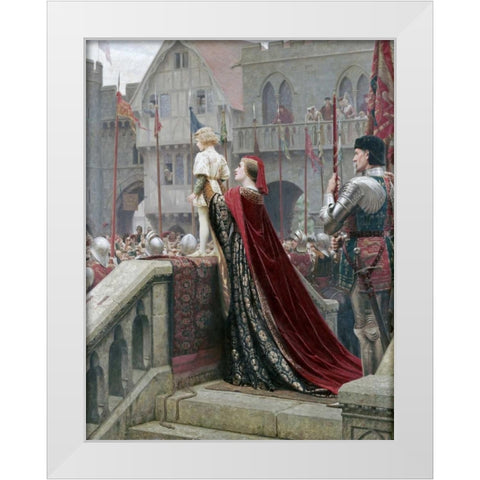 A Little Prince Likely In Time To Bless a Royal Throne White Modern Wood Framed Art Print by Leighton, Edmund Blair