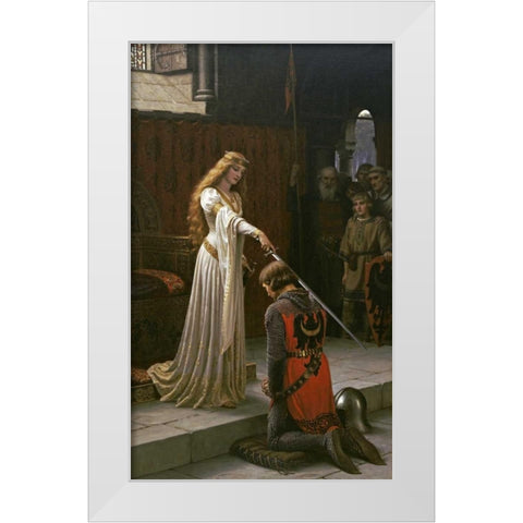 The Accolade White Modern Wood Framed Art Print by Leighton, Edmund Blair