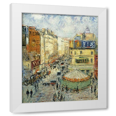 La Rue De Clignancourt White Modern Wood Framed Art Print by Loiseau, Gustave
