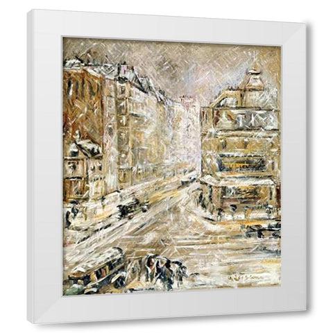 Rue De Clignacourt In The Snow White Modern Wood Framed Art Print by Loiseau, Gustave