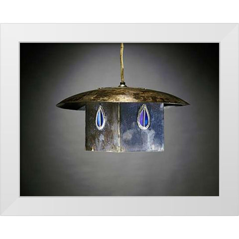 A Metal and Leaded Glass Hanging Shade White Modern Wood Framed Art Print by Mackintosh, Charles Rennie