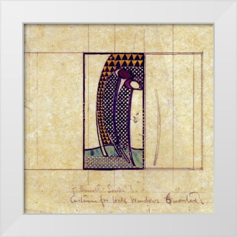 Design For Curtains For The Hall Windows White Modern Wood Framed Art Print by Mackintosh, Charles Rennie