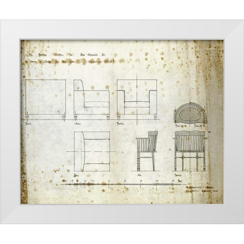 Designs For An Upholstered Chair, 1909 White Modern Wood Framed Art Print by Mackintosh, Charles Rennie