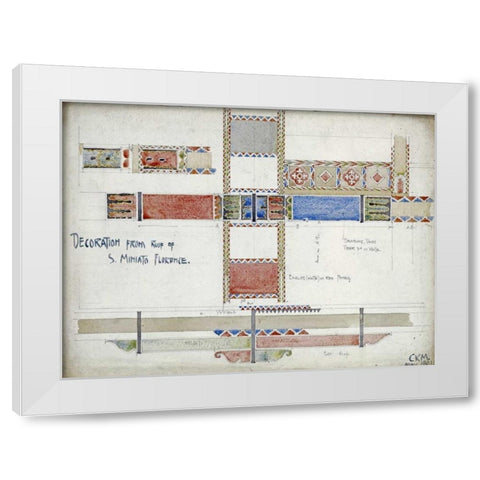 Florence, San Miniato, Studies of Decorative Ceiling Panels White Modern Wood Framed Art Print by Mackintosh, Charles Rennie