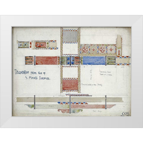 Florence, San Miniato, Studies of Decorative Ceiling Panels White Modern Wood Framed Art Print by Mackintosh, Charles Rennie