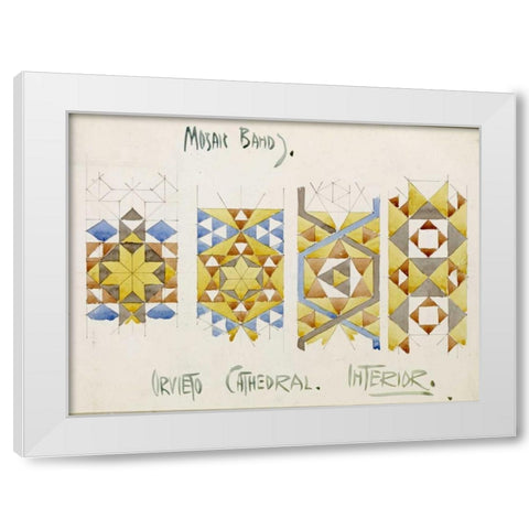 Orvieto Cathedral, Mosaic Bands White Modern Wood Framed Art Print by Mackintosh, Charles Rennie