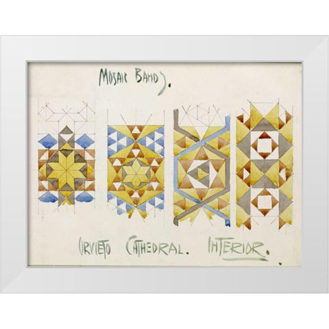 Orvieto Cathedral, Mosaic Bands White Modern Wood Framed Art Print by Mackintosh, Charles Rennie