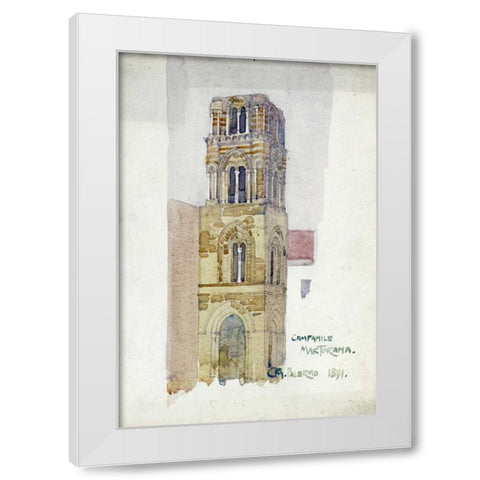 Palermo, Campanile Martorana White Modern Wood Framed Art Print by Mackintosh, Charles Rennie
