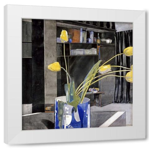 Yellow Tulips White Modern Wood Framed Art Print by Mackintosh, Charles Rennie