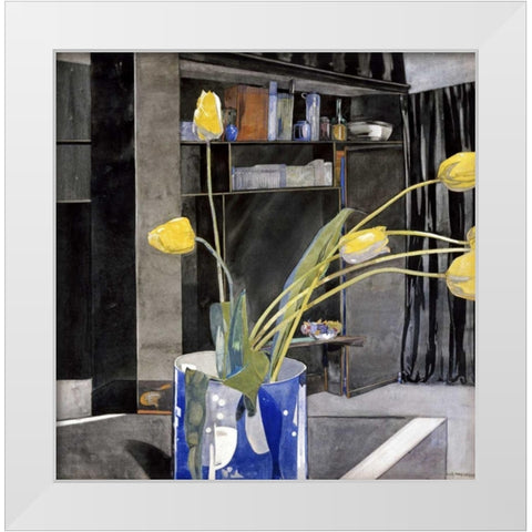 Yellow Tulips White Modern Wood Framed Art Print by Mackintosh, Charles Rennie