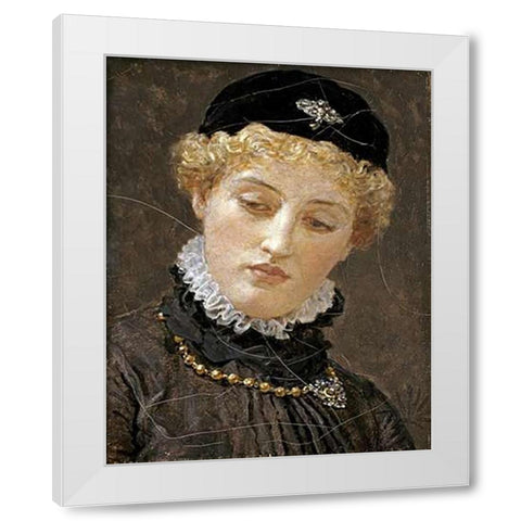 Ellen Terry White Modern Wood Framed Art Print by Moore, Albert Joseph