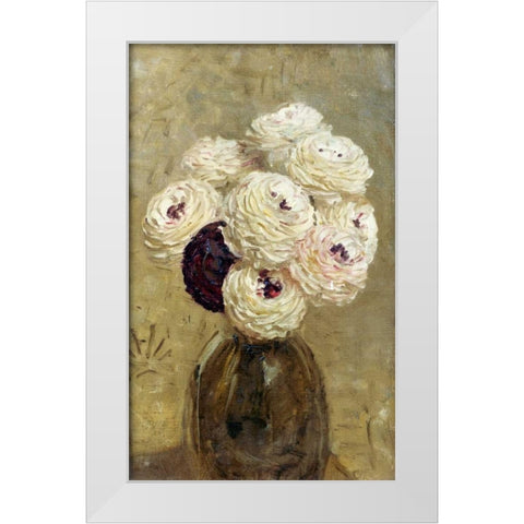 A Vase of Dahlias White Modern Wood Framed Art Print by Moore, Albert Joseph