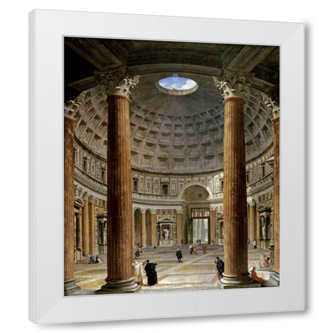 The Interior of The Pantheon, Rome White Modern Wood Framed Art Print by Panini, Giovanni Paolo