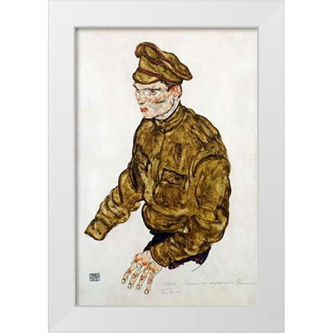Russian Prisioner of War White Modern Wood Framed Art Print by Schiele, Egon