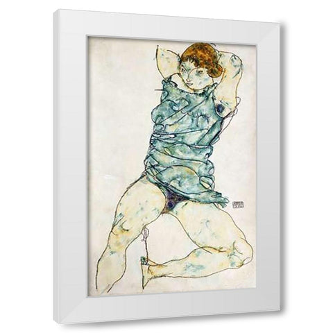 Reclining Girl White Modern Wood Framed Art Print by Schiele, Egon