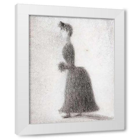 La Promeneuse Au Manchon White Modern Wood Framed Art Print by Seurat, Georges