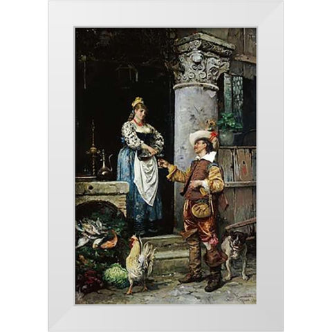 Wine For The Weary White Modern Wood Framed Art Print by Simonetti, Attilio