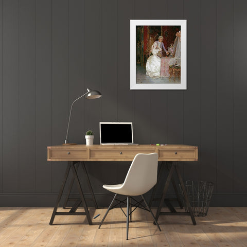 In The Boudoir White Modern Wood Framed Art Print by Simonetti, Ettore