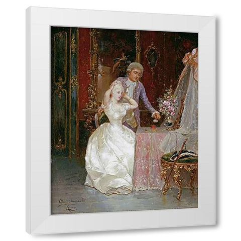 In The Boudoir White Modern Wood Framed Art Print by Simonetti, Ettore