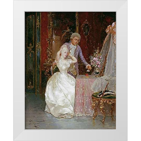 In The Boudoir White Modern Wood Framed Art Print by Simonetti, Ettore