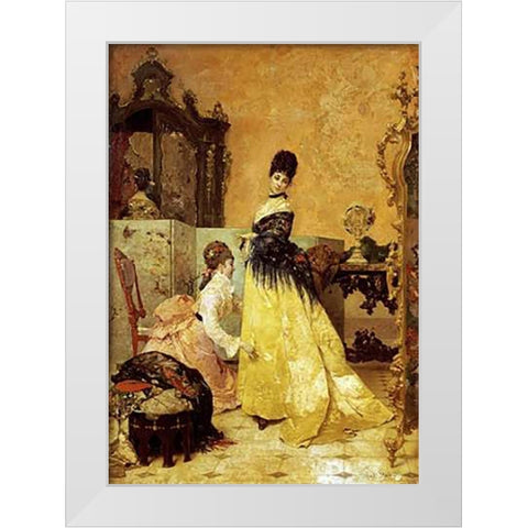 The New Dress White Modern Wood Framed Art Print by Stevens, Alfred