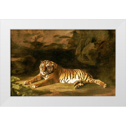 Portrait of The Royal Tiger White Modern Wood Framed Art Print by Stubbs, George