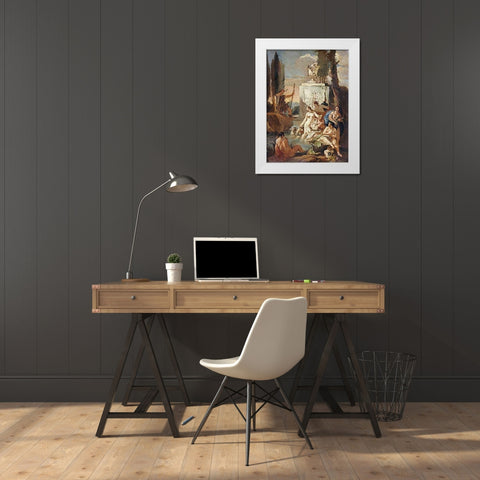 Diana and Acteon White Modern Wood Framed Art Print by Tiepolo, Giovanni Battista