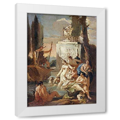 Diana and Acteon White Modern Wood Framed Art Print by Tiepolo, Giovanni Battista