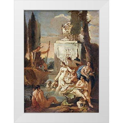 Diana and Acteon White Modern Wood Framed Art Print by Tiepolo, Giovanni Battista
