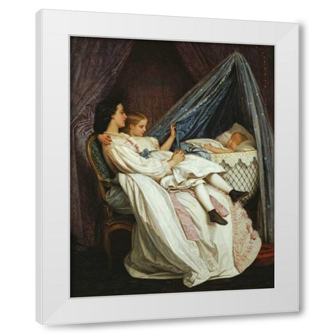 The New Arrival White Modern Wood Framed Art Print by Toulmouche, Auguste